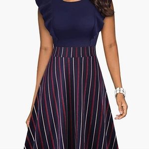 YATHON Women's Vintage Floral Print Casual Cocktail Party Dress size XL